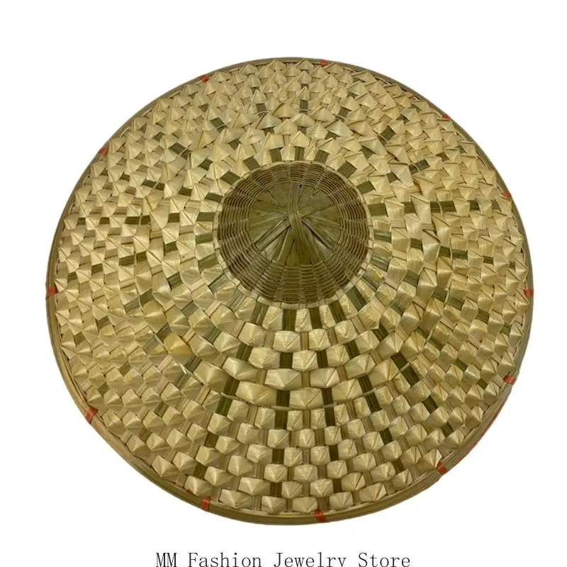 Oriental Hat Bamboo Weave Hat Asian Comfortable Fit for Gardeners Farmers and Vintage Fashion Lover