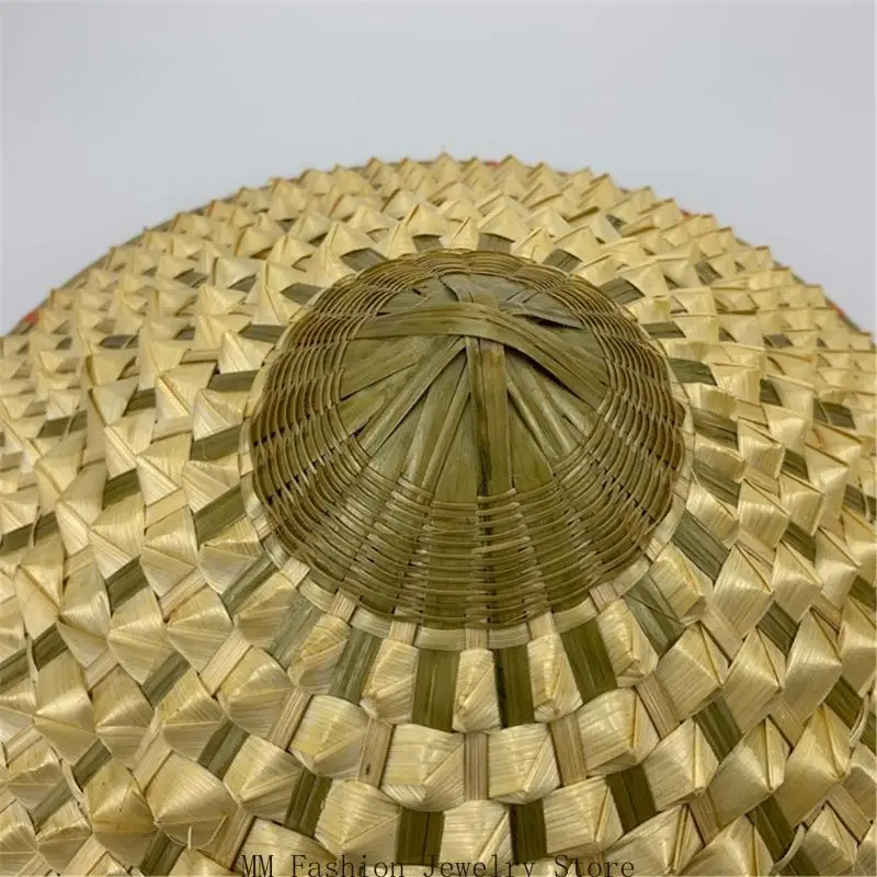 Oriental Hat Bamboo Weave Hat Asian Comfortable Fit for Gardeners Farmers and Vintage Fashion Lover