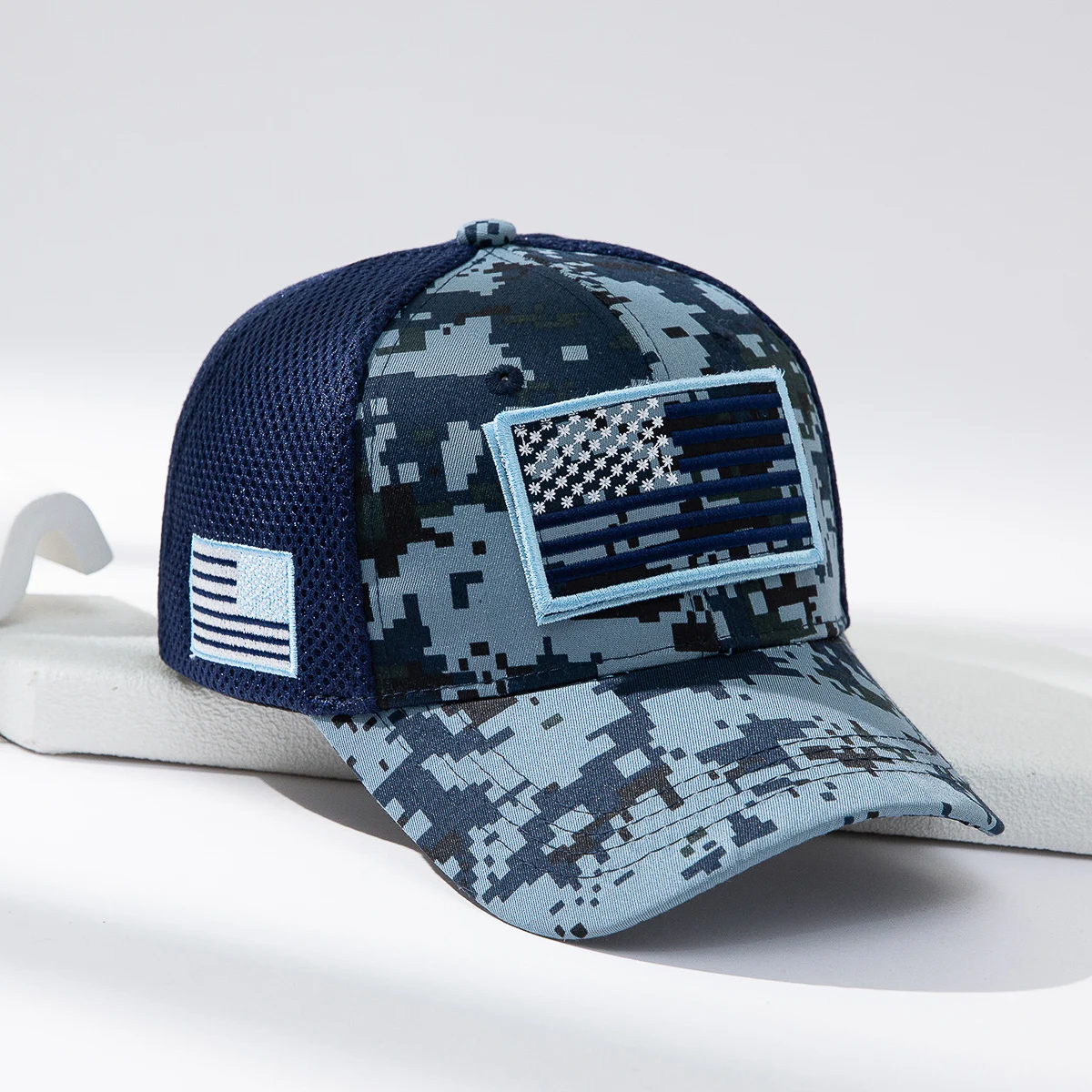 Cross-border Fashion Patch American Flag Camouflage Mesh Baseball Cap Outdoor Versatile Sunshade Baseball Cap