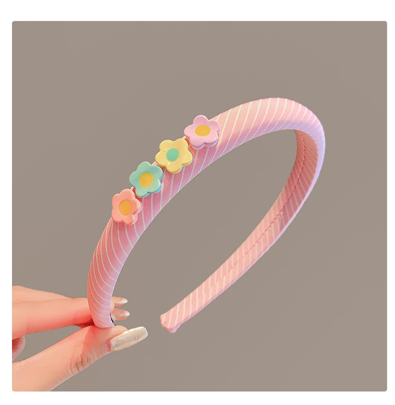 2026 New Children Colorful Stripe Flowers Ornament Headband Headwears Girls Simplicity Hair Hoop Headbands Kids Hair Accessories