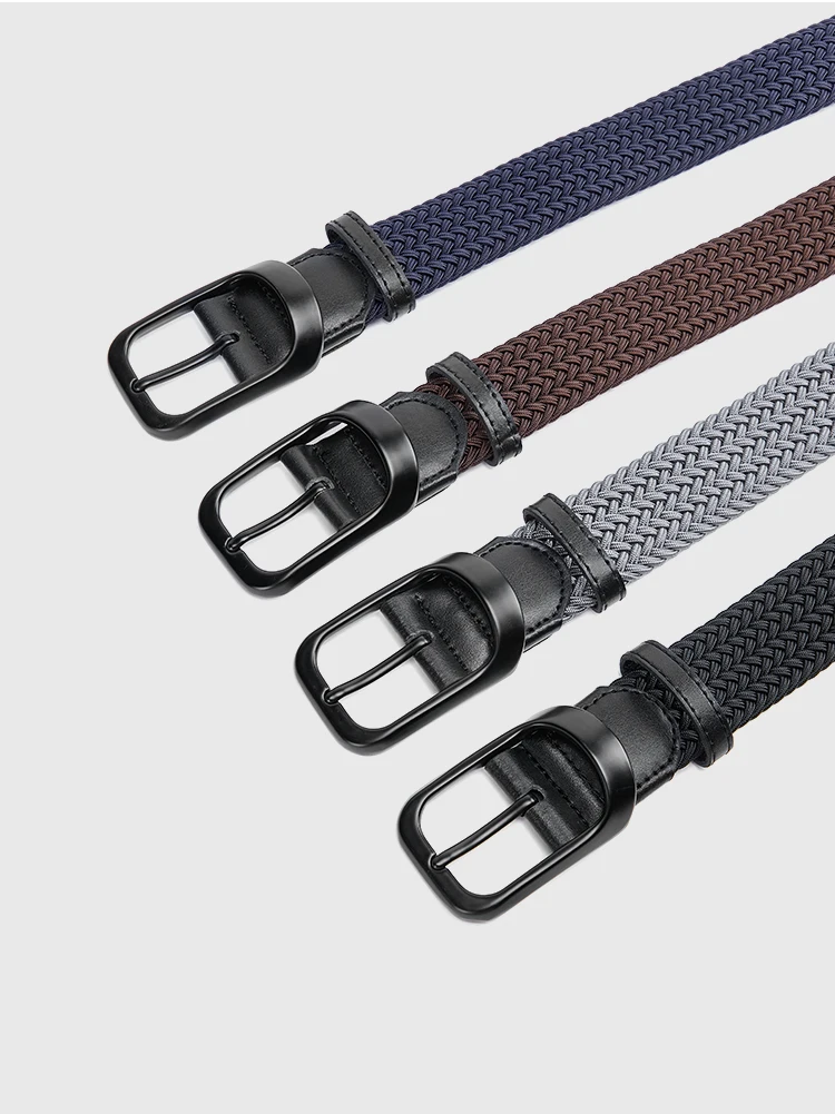 Weaving Belt Men's Fashionable Belt for Young Adults Casual Multifunctional Canvas Pants Belt with Elastic Golf Studs Fabric Lea
