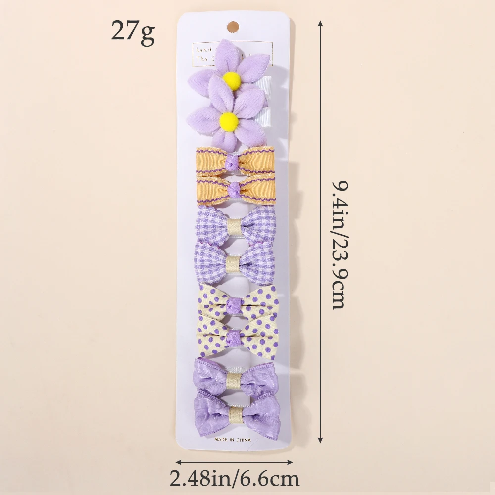 RAINBOW BOWS 10Pcs/Lot Fresh Print Cloth Hair Clips for Kids Exquisite Flowers BB Hairpins Girl Hairgripe Headwear Gift Set