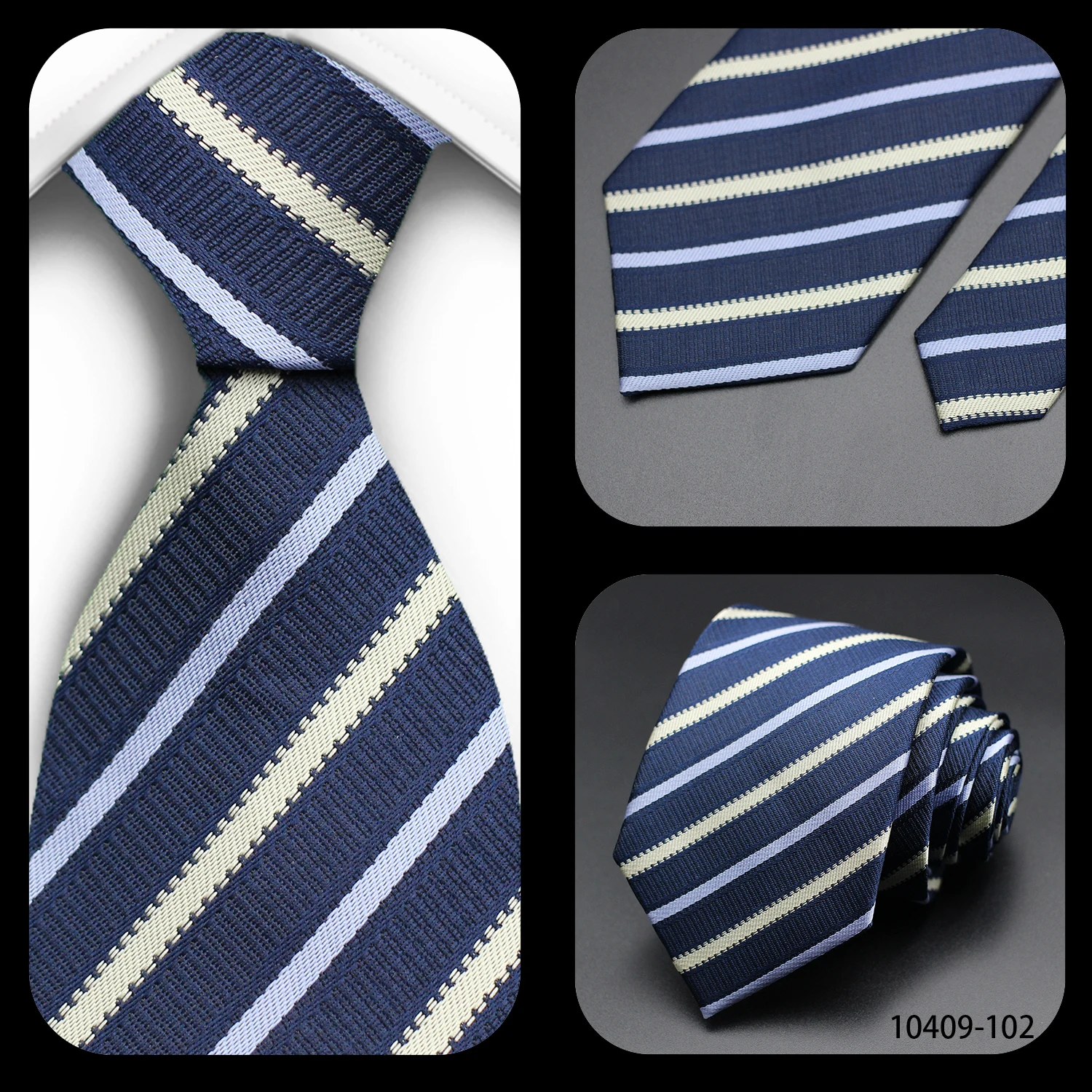 Tie Gravatas Fashion Wholesale Woven Striped Necktie Wedding Accessories Blue Man Fit Group Party Office Neck Ties