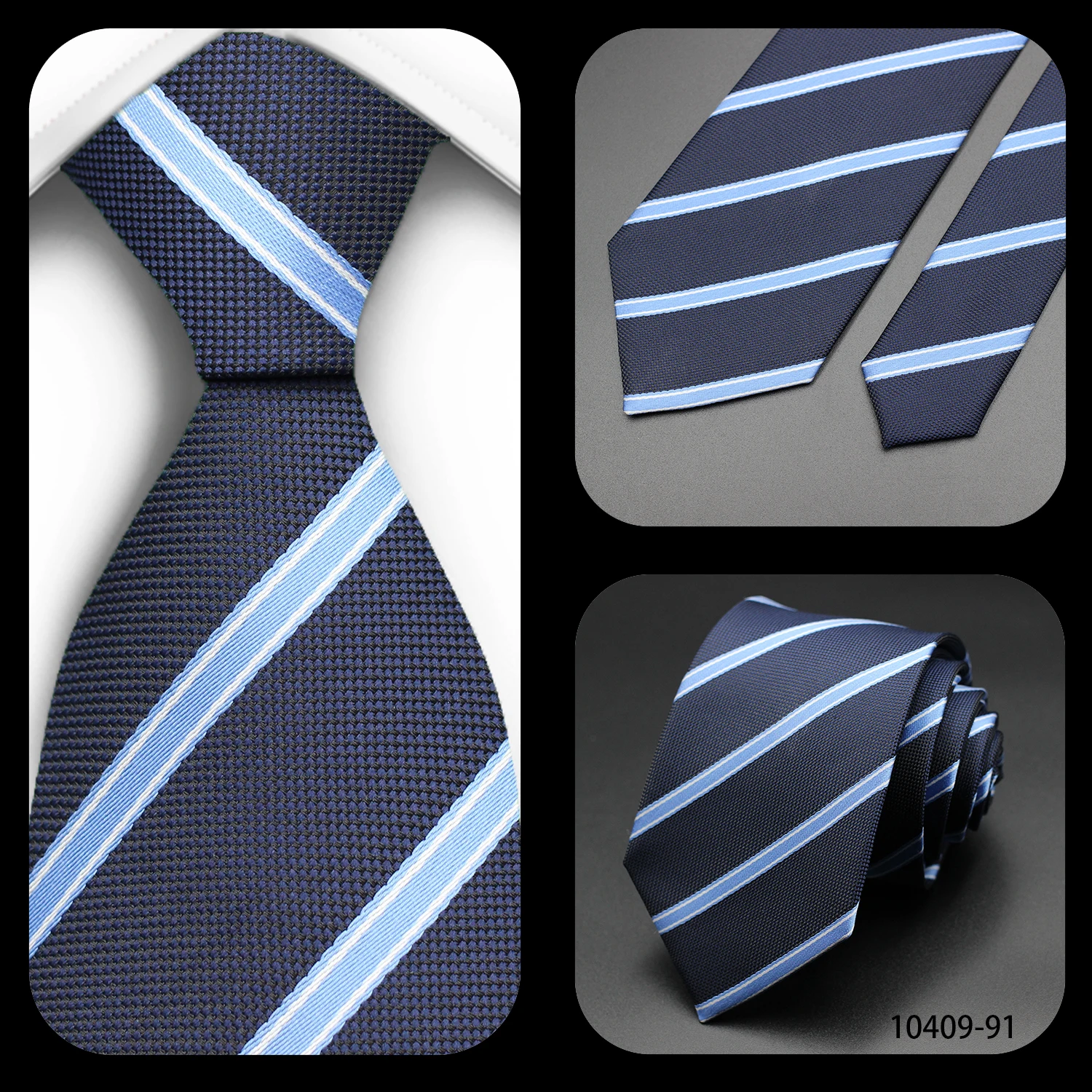 Tie Gravatas Fashion Wholesale Woven Striped Necktie Wedding Accessories Blue Man Fit Group Party Office Neck Ties