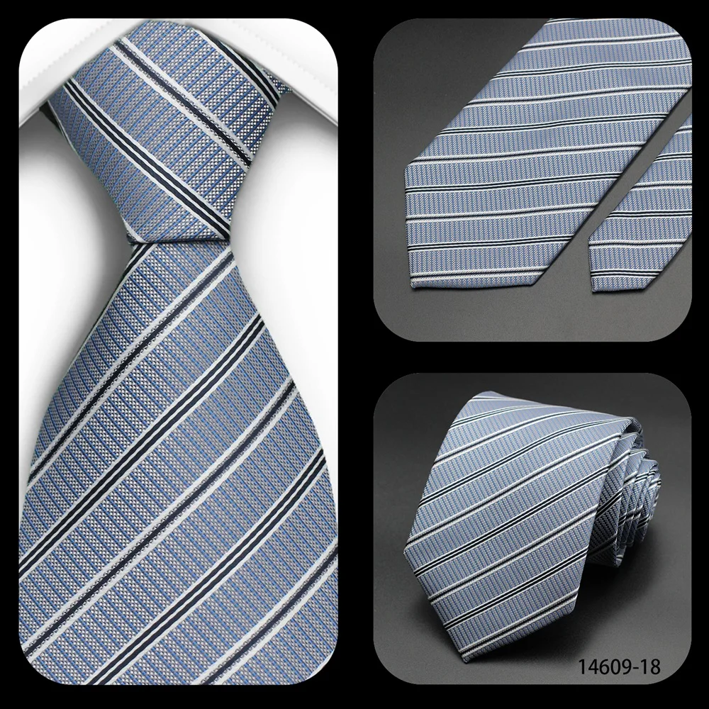 Tie Gravatas Fashion Wholesale Woven Striped Necktie Wedding Accessories Blue Man Fit Group Party Office Neck Ties