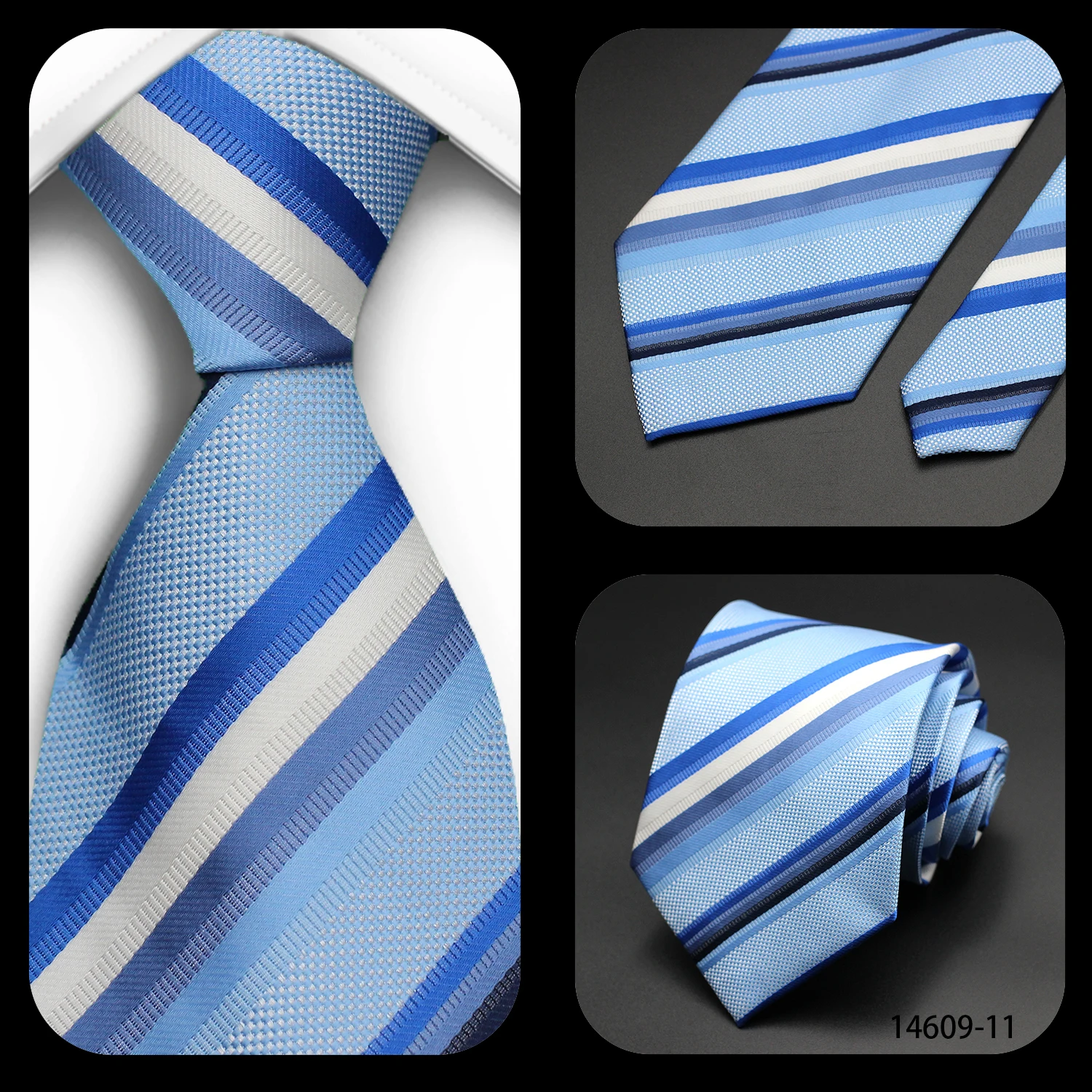 Tie Gravatas Fashion Wholesale Woven Striped Necktie Wedding Accessories Blue Man Fit Group Party Office Neck Ties