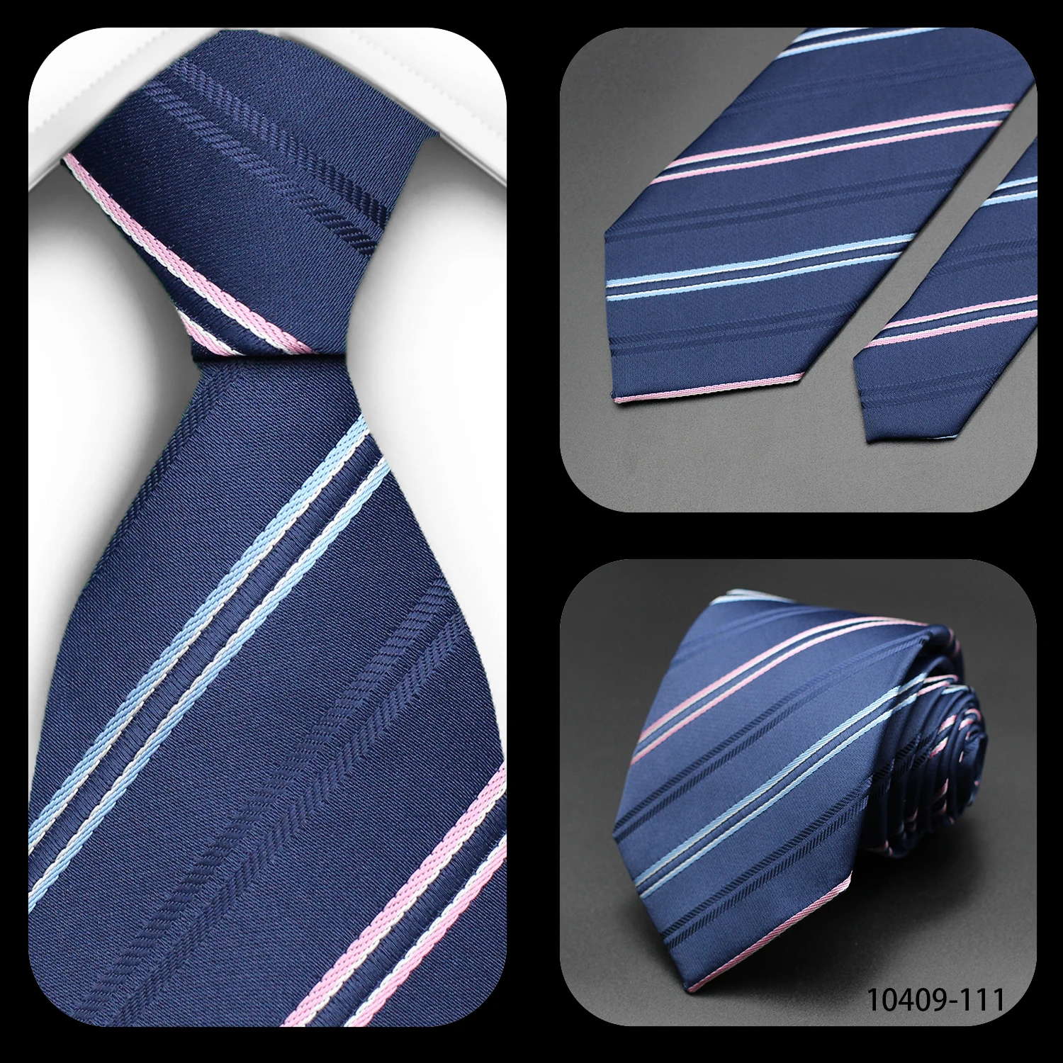 Tie Gravatas Fashion Wholesale Woven Striped Necktie Wedding Accessories Blue Man Fit Group Party Office Neck Ties