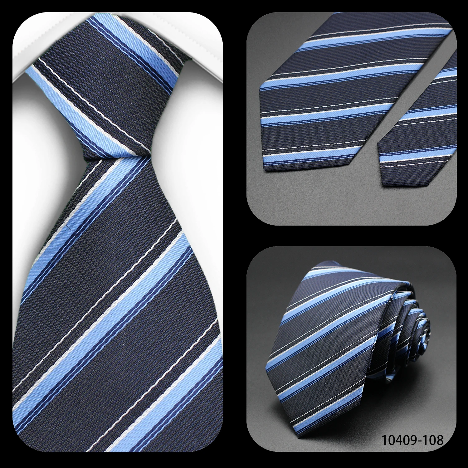 Tie Gravatas Fashion Wholesale Woven Striped Necktie Wedding Accessories Blue Man Fit Group Party Office Neck Ties