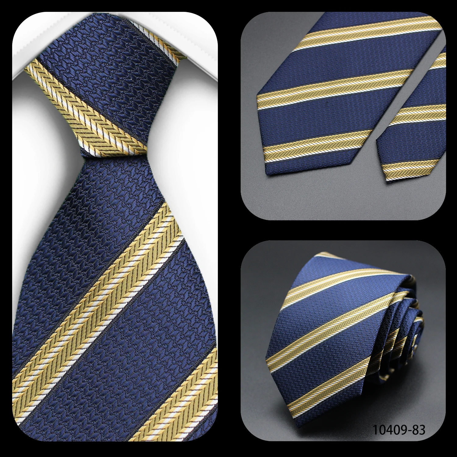Tie Gravatas Fashion Wholesale Woven Striped Necktie Wedding Accessories Blue Man Fit Group Party Office Neck Ties