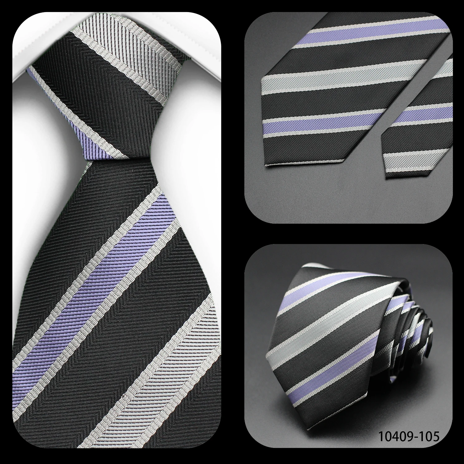 Tie Gravatas Fashion Wholesale Woven Striped Necktie Wedding Accessories Blue Man Fit Group Party Office Neck Ties