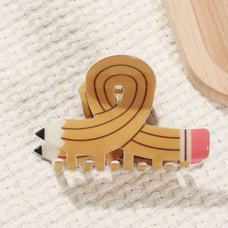 Women Pencil Hair Claw Clips Back To School Hair Claw Clip Cute Funny Teacher Bobby Pins Suitable for Many Hairstyles Headwear