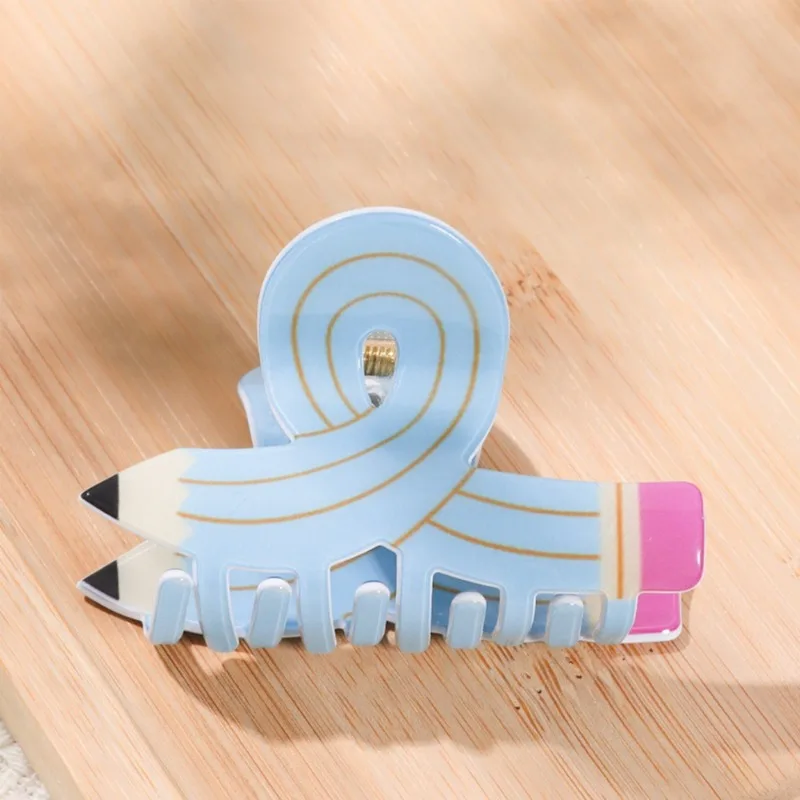 Women Pencil Hair Claw Clips Back To School Hair Claw Clip Cute Funny Teacher Bobby Pins Suitable for Many Hairstyles Headwear