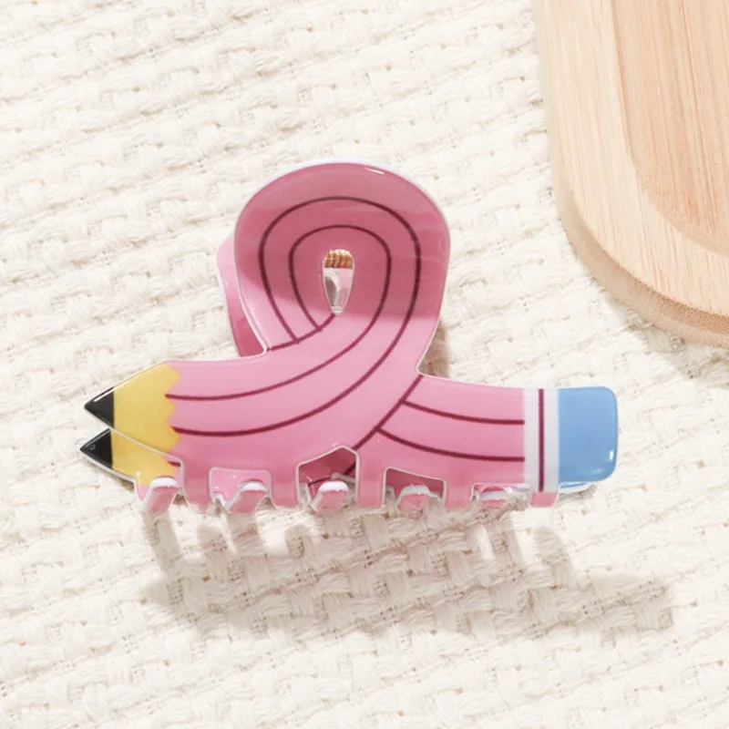 Women Pencil Hair Claw Clips Back To School Hair Claw Clip Cute Funny Teacher Bobby Pins Suitable for Many Hairstyles Headwear