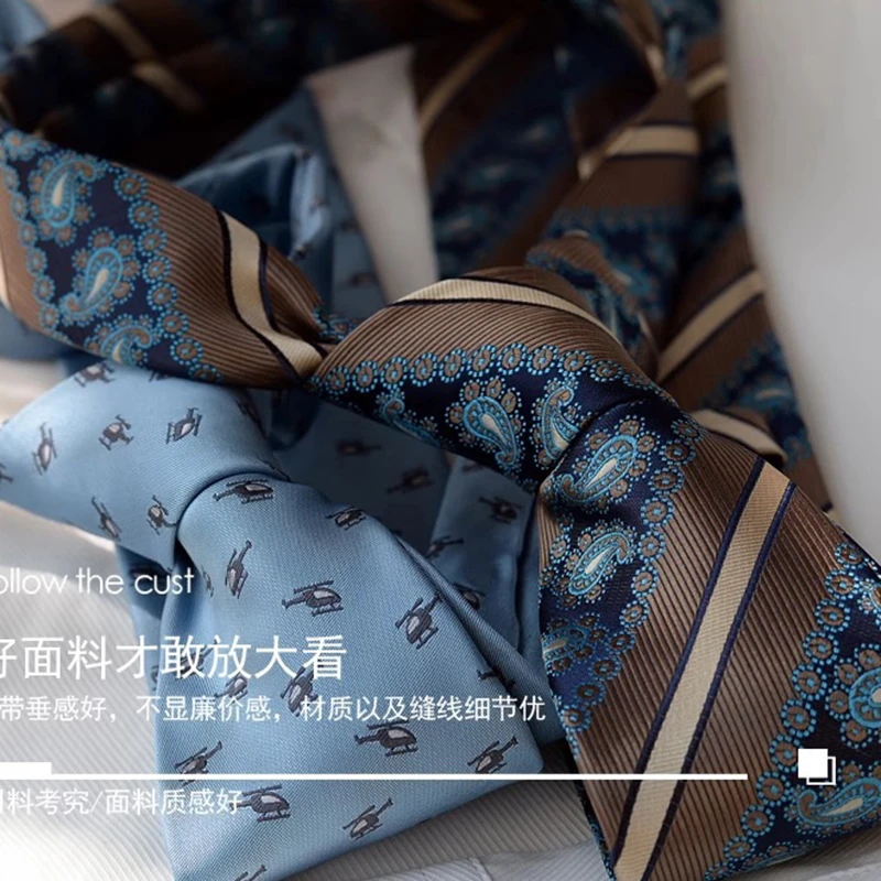 2pcs Neck Tie Set Navy Brown Anchor Dots Necktie 8cm Formal Business Ties Men Floral Soft Pocket Square Wedding Suit Accessories