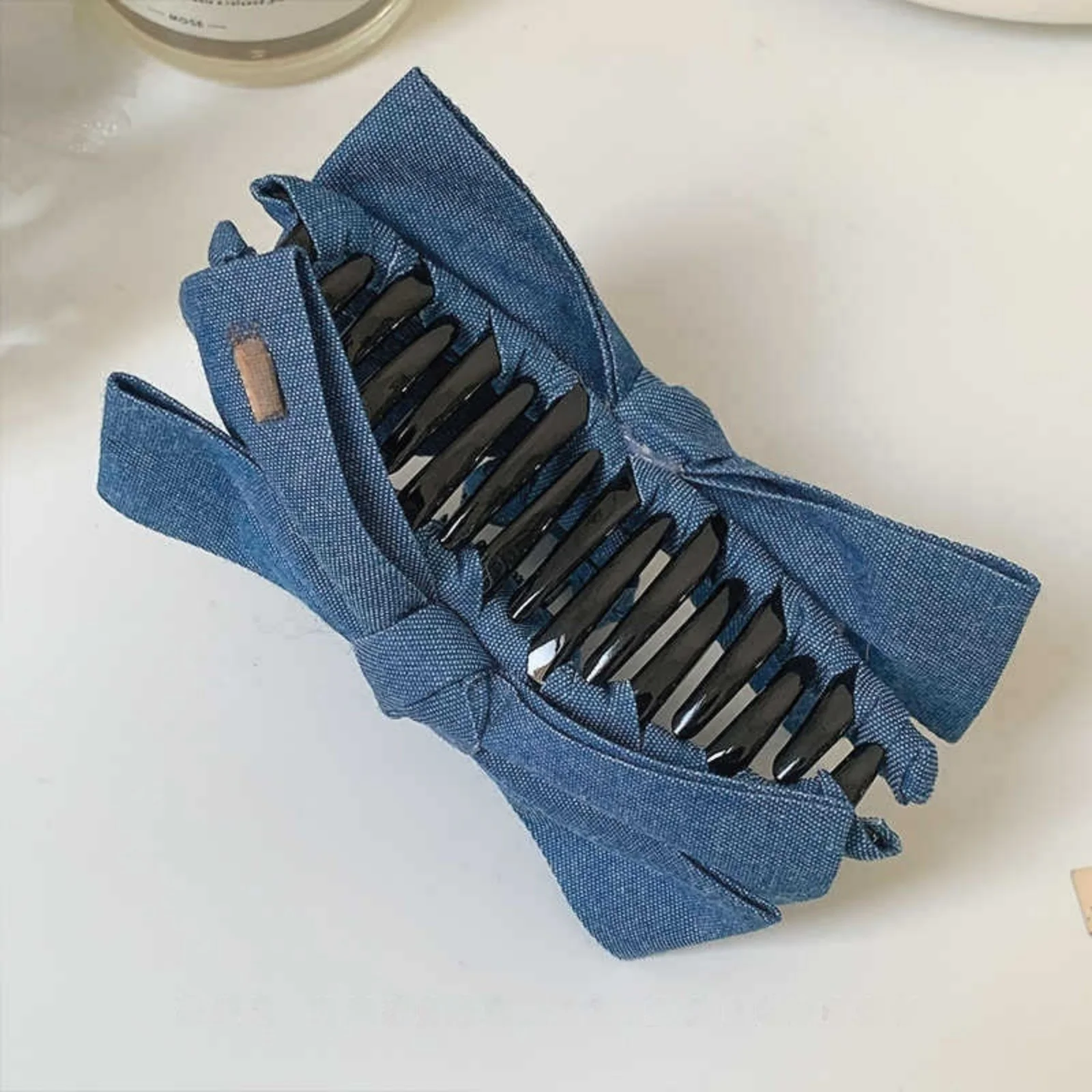 1PC Cowboy Cloth Hair Clip Bow Clip Headdress Female Back of Head Plate Hair Grab Clip Temperament Large Shark Clip Hairpin