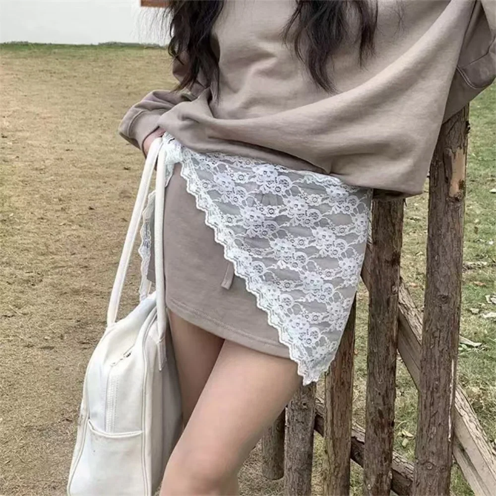 New Triangle Short Skirt Half Skirt Butt Curtain Skirt Lace Trim Small Apron Knitting Lace Stacked Ins Spring Headscarf