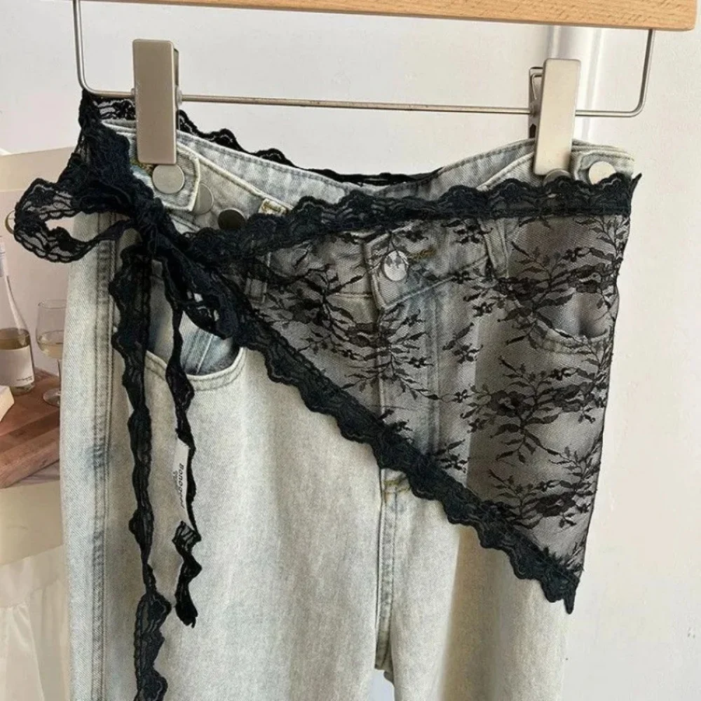 New Triangle Short Skirt Half Skirt Butt Curtain Skirt Lace Trim Small Apron Knitting Lace Stacked Ins Spring Headscarf