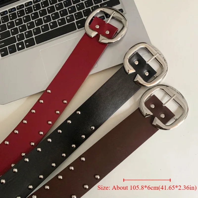 Heavy-Duty Designer Wide Women's Belt Gothic Punk Style Rivet Waist Belt American Y2k Dress Jeans Belt Streetwear
