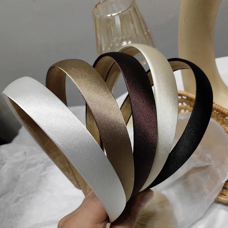 French style thin edge chic hairband pure color vintage silk hair accessory