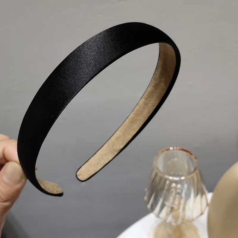 French style thin edge chic hairband pure color vintage silk hair accessory