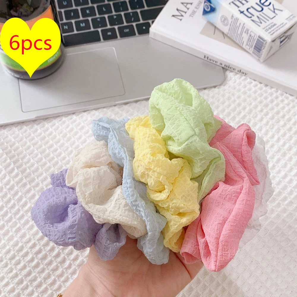 7pcs Bohemia Candy Color Hair Scrunchies for Women Girls Cute Elastic Hair Ties Bands Headband Rubber Bands Hair Accessories