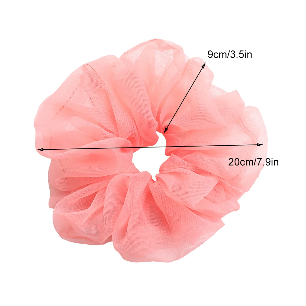 1 Piece of Oversized Mesh Large Intestine Hair Ring with Flower Bud and Bright Organza Large Intestine Ring for Women