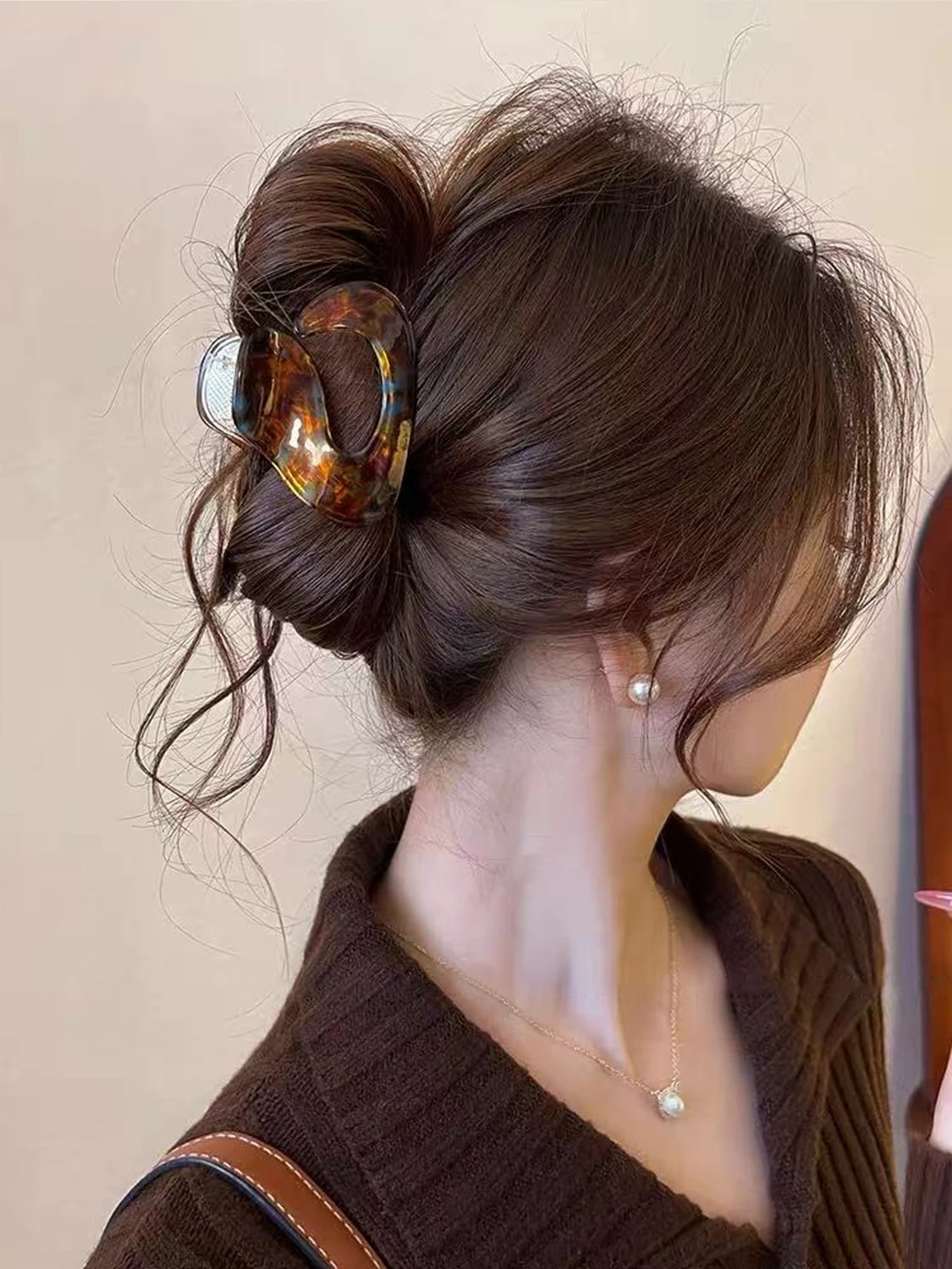1pc Korean Style Acetate Alloy Hair Claw, Retro Temperament Cloud Hairpin Shark Clip, Chic and Versatile Personality Hair Claw
