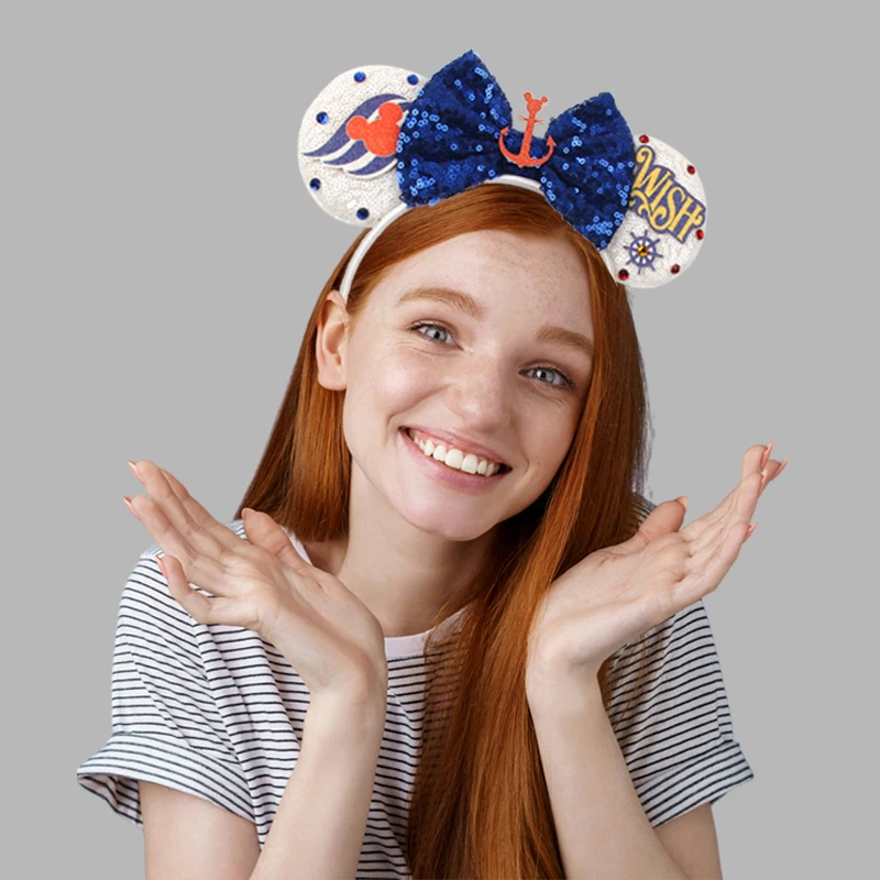 Cartoon Cute Mouse Ears 25th Anniversary Commemoration DIY Mouse Ears Magic Cruise Sparkle Bow DIY Headwear Adults Hairbands