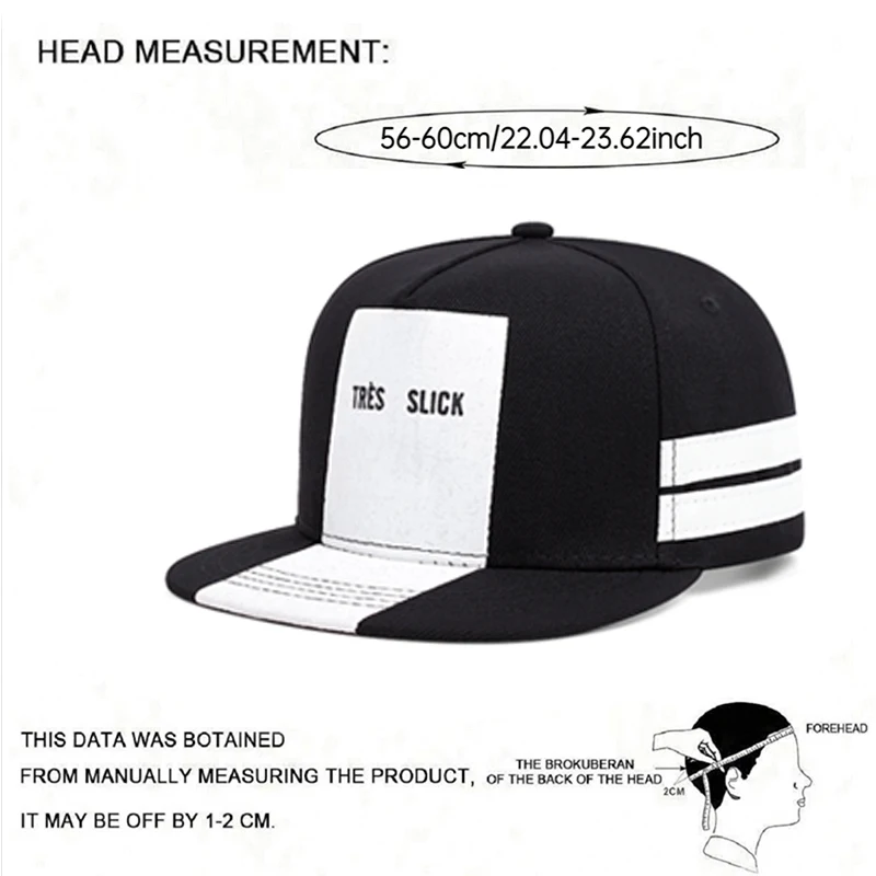 New TRES SLICK Striped Flat Edge Hat Street HipHop Hat Outdoor Leisure Decorative Hat Sunshade Hat Male Female Same Baseball Hat