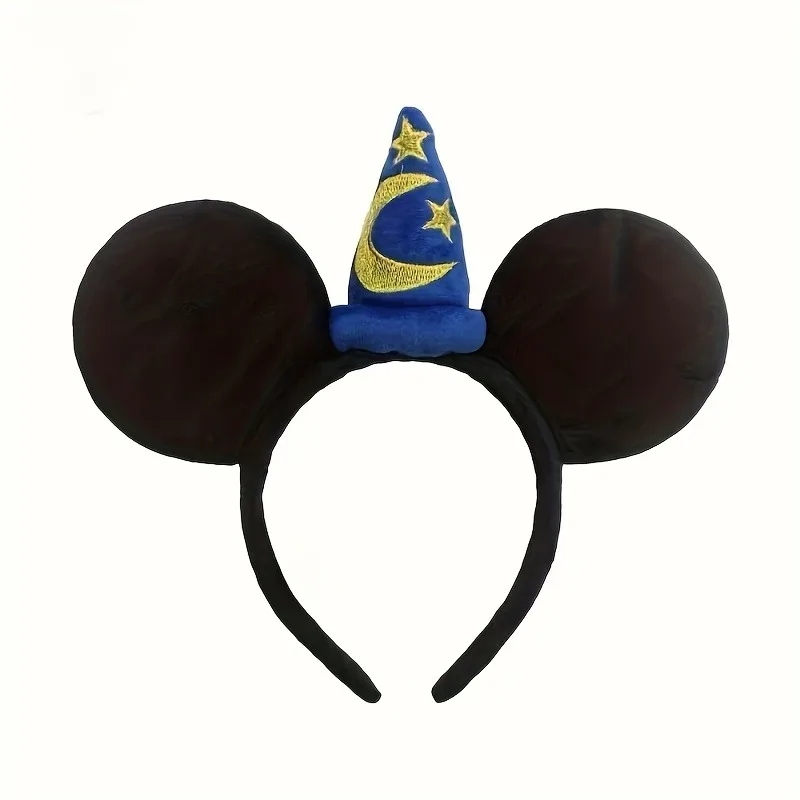 1pc Minnie Mouse Ear Hairband Blue Star Crescent Rod Soft Polyester Headpiece Girls Princess Party Birthday Creative Gift