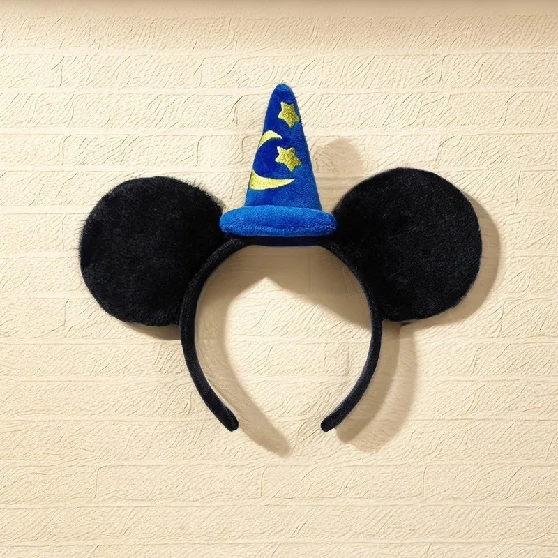 1pc Minnie Mouse Ear Hairband Blue Star Crescent Rod Soft Polyester Headpiece Girls Princess Party Birthday Creative Gift