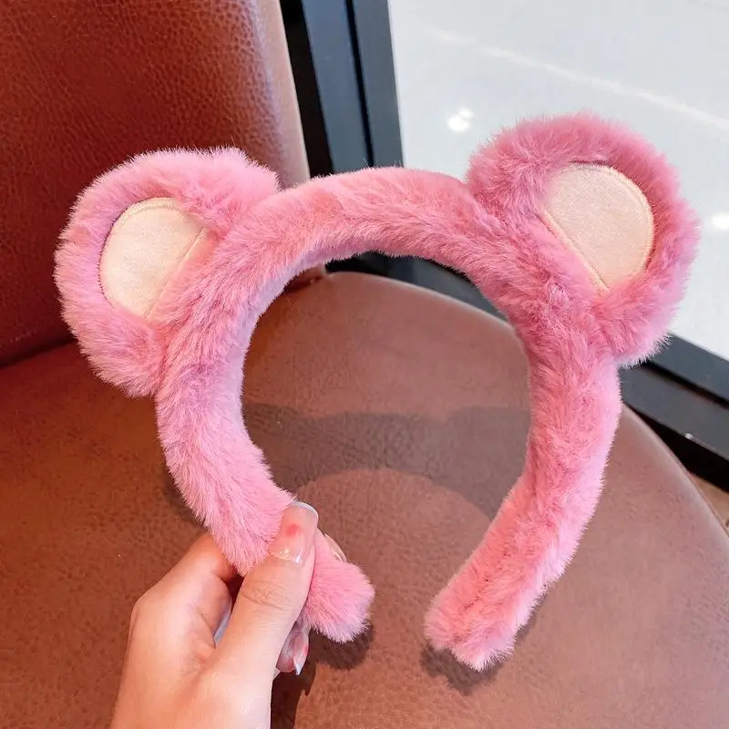 Cartoon Classic Style Strawberry Bear Plush Hair Band for Woman Sweet Face Wash Headband Fashion Girls Hair Accessories