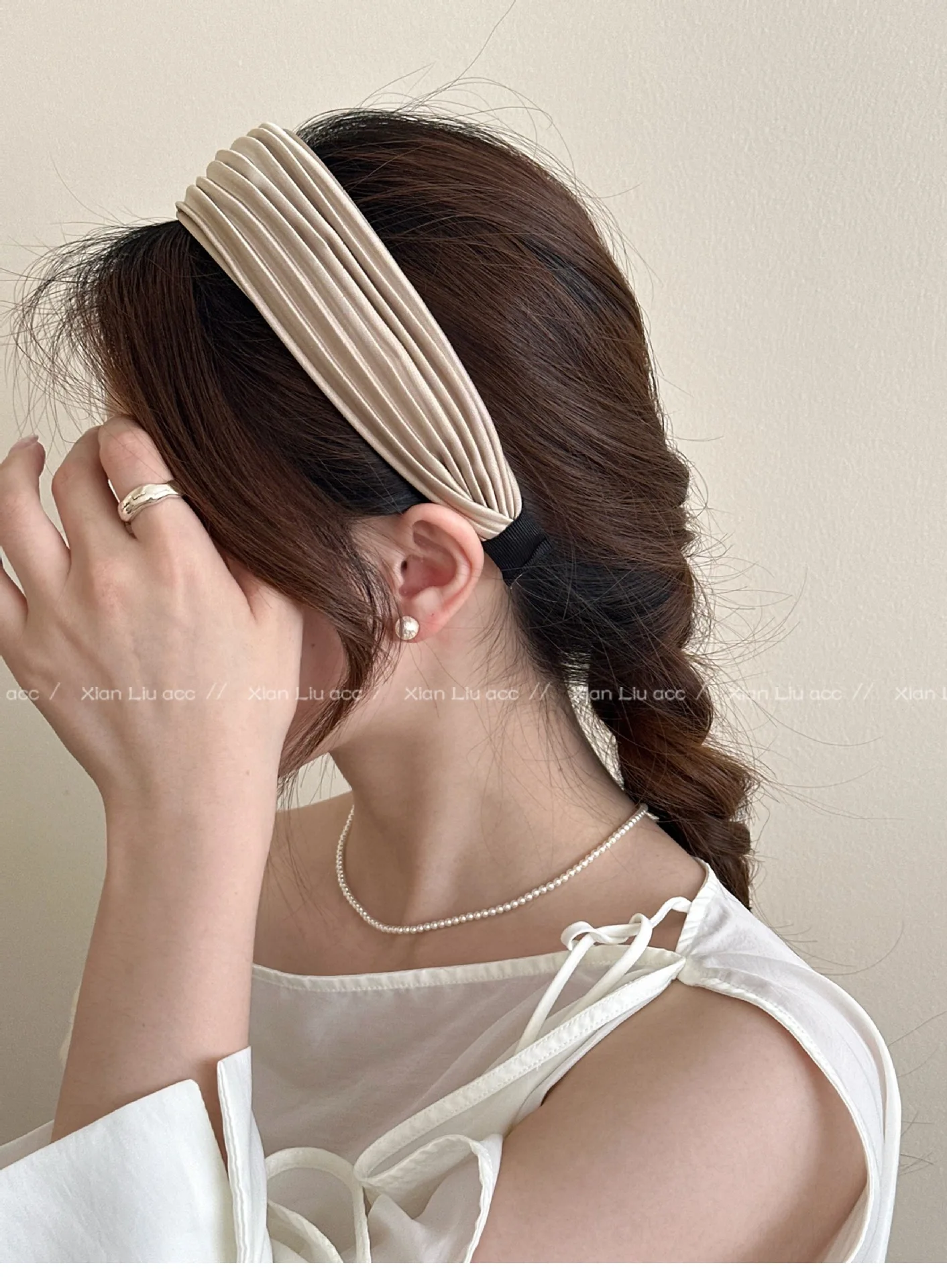 Korean Striped Wide Brim Headband Women 2025 New High Cranial Top Fashionable Hair Accessories
