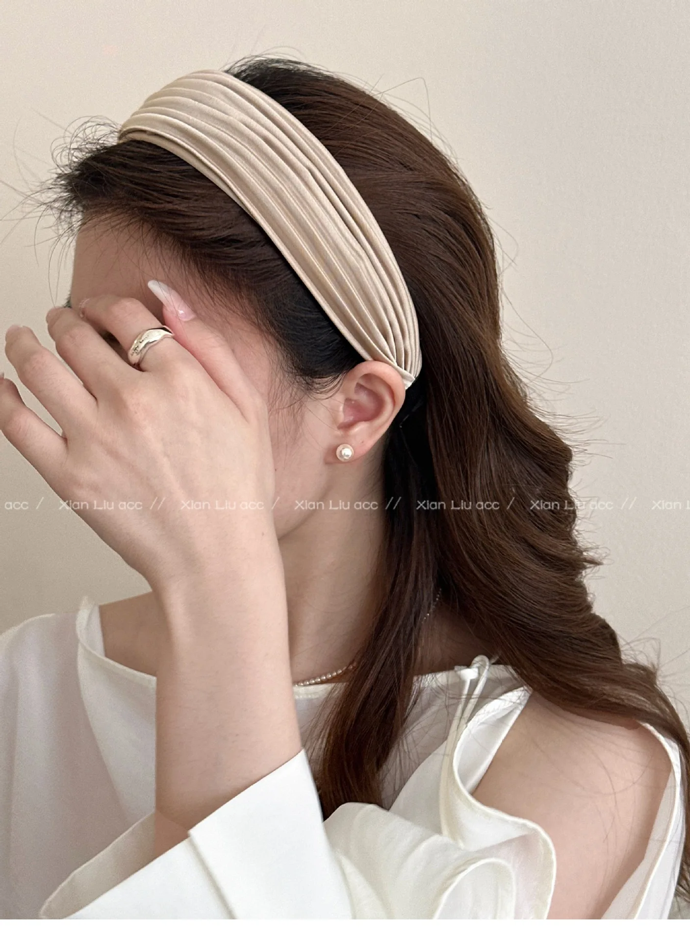 Korean Striped Wide Brim Headband Women 2025 New High Cranial Top Fashionable Hair Accessories