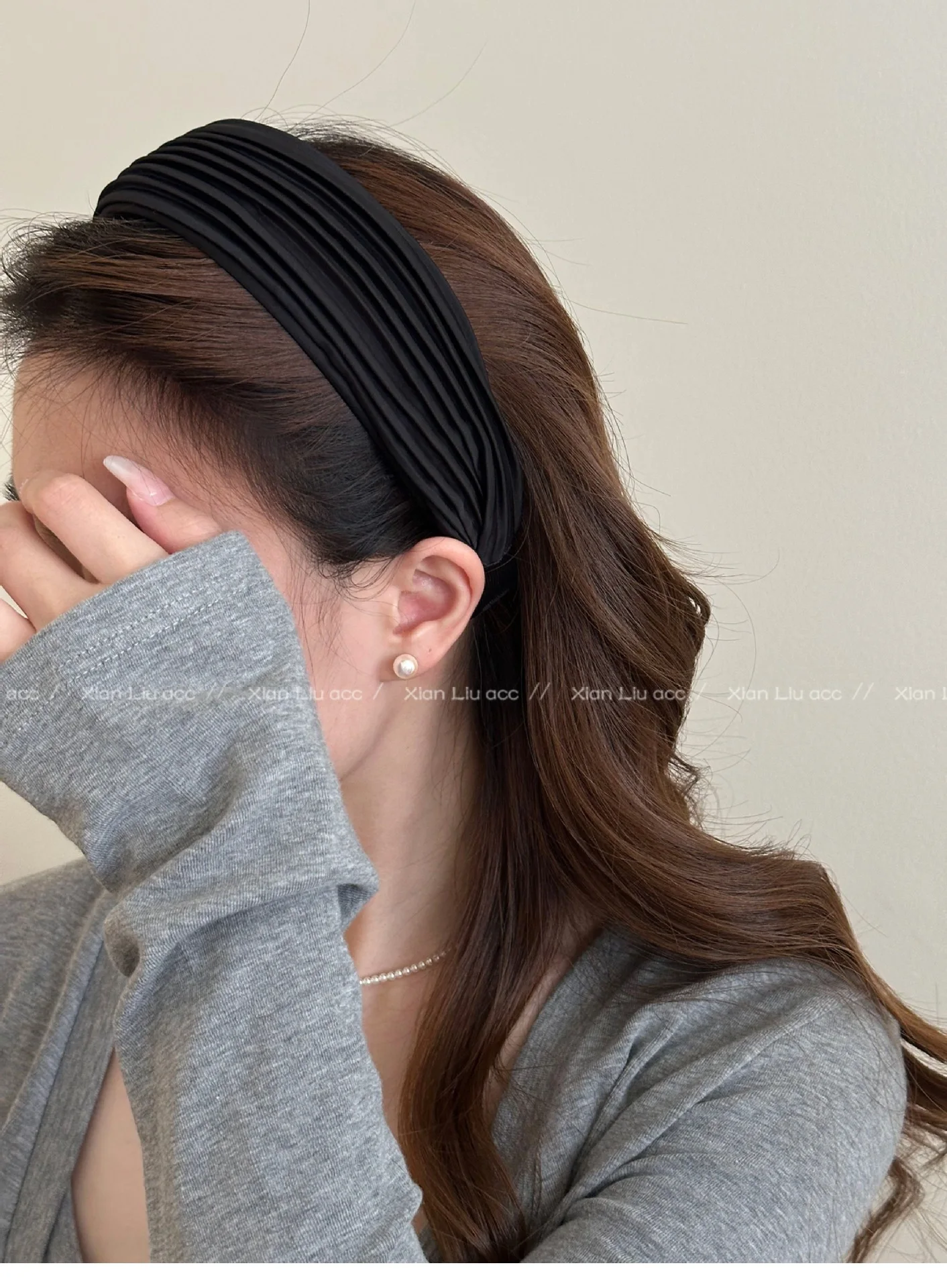 Korean Striped Wide Brim Headband Women 2025 New High Cranial Top Fashionable Hair Accessories