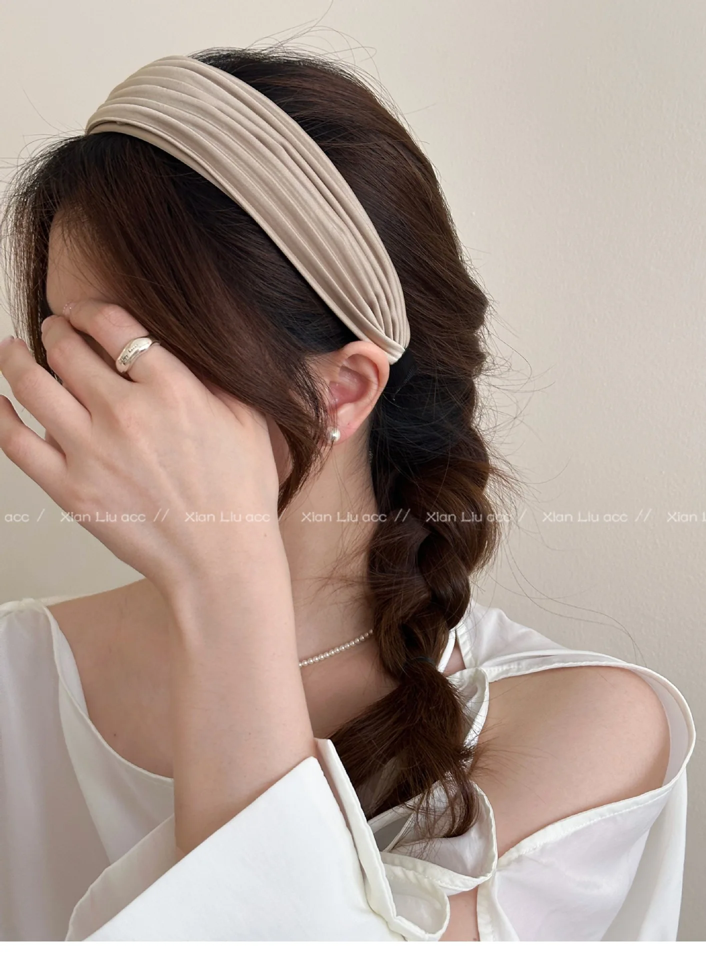 Korean Striped Wide Brim Headband Women 2025 New High Cranial Top Fashionable Hair Accessories