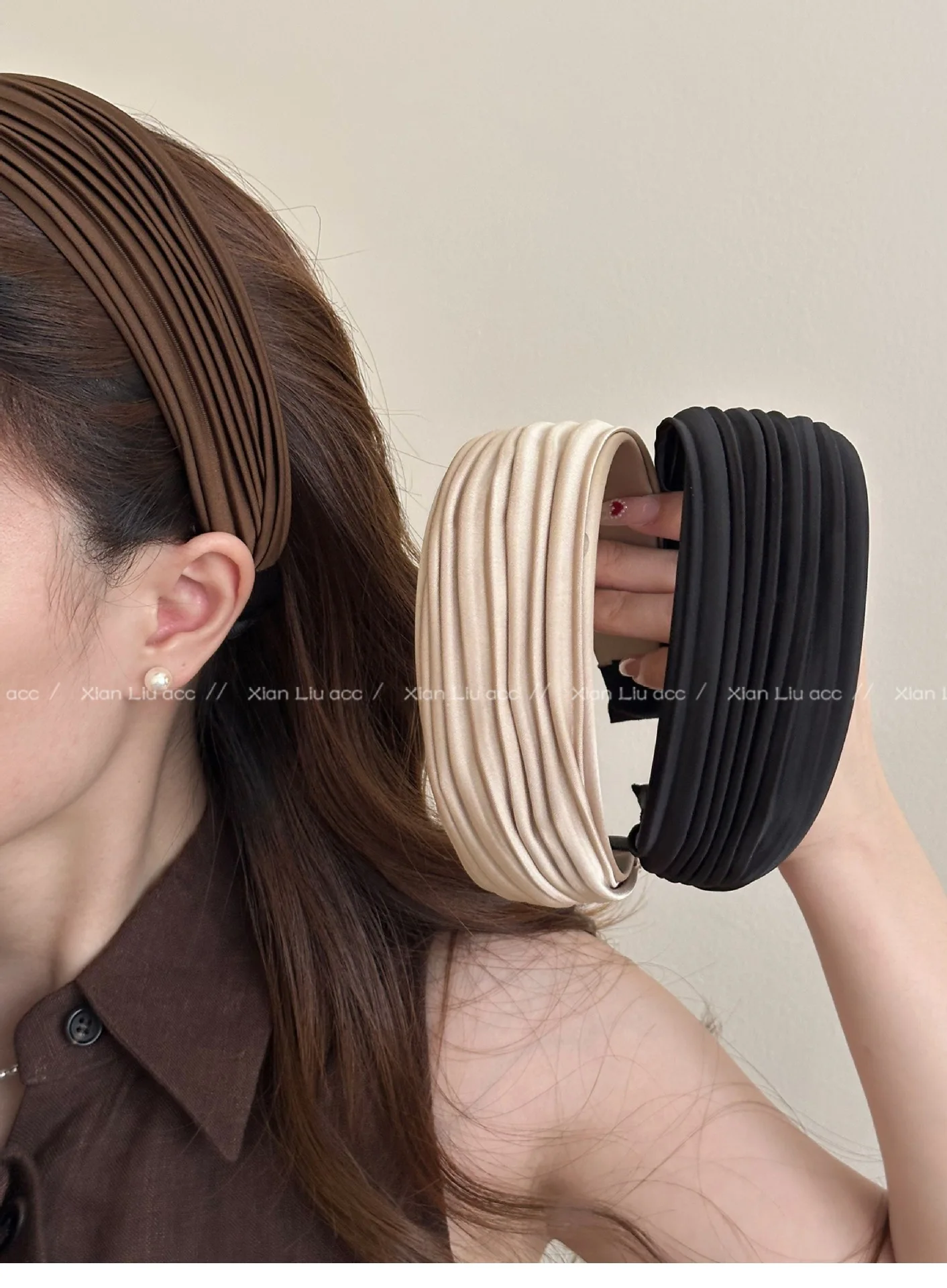 Korean Striped Wide Brim Headband Women 2025 New High Cranial Top Fashionable Hair Accessories