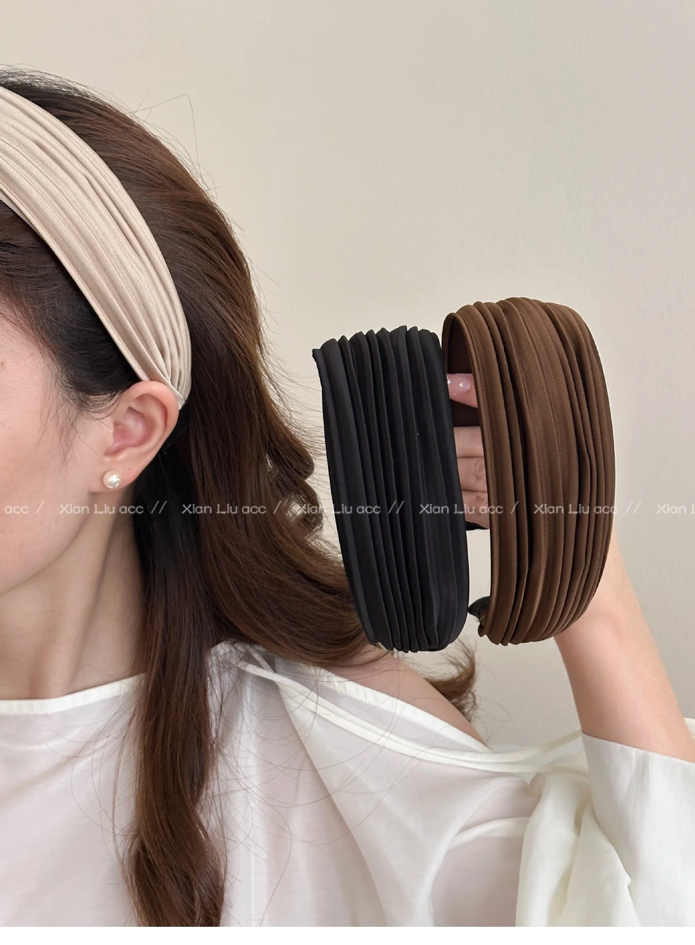 Korean Striped Wide Brim Headband Women 2025 New High Cranial Top Fashionable Hair Accessories