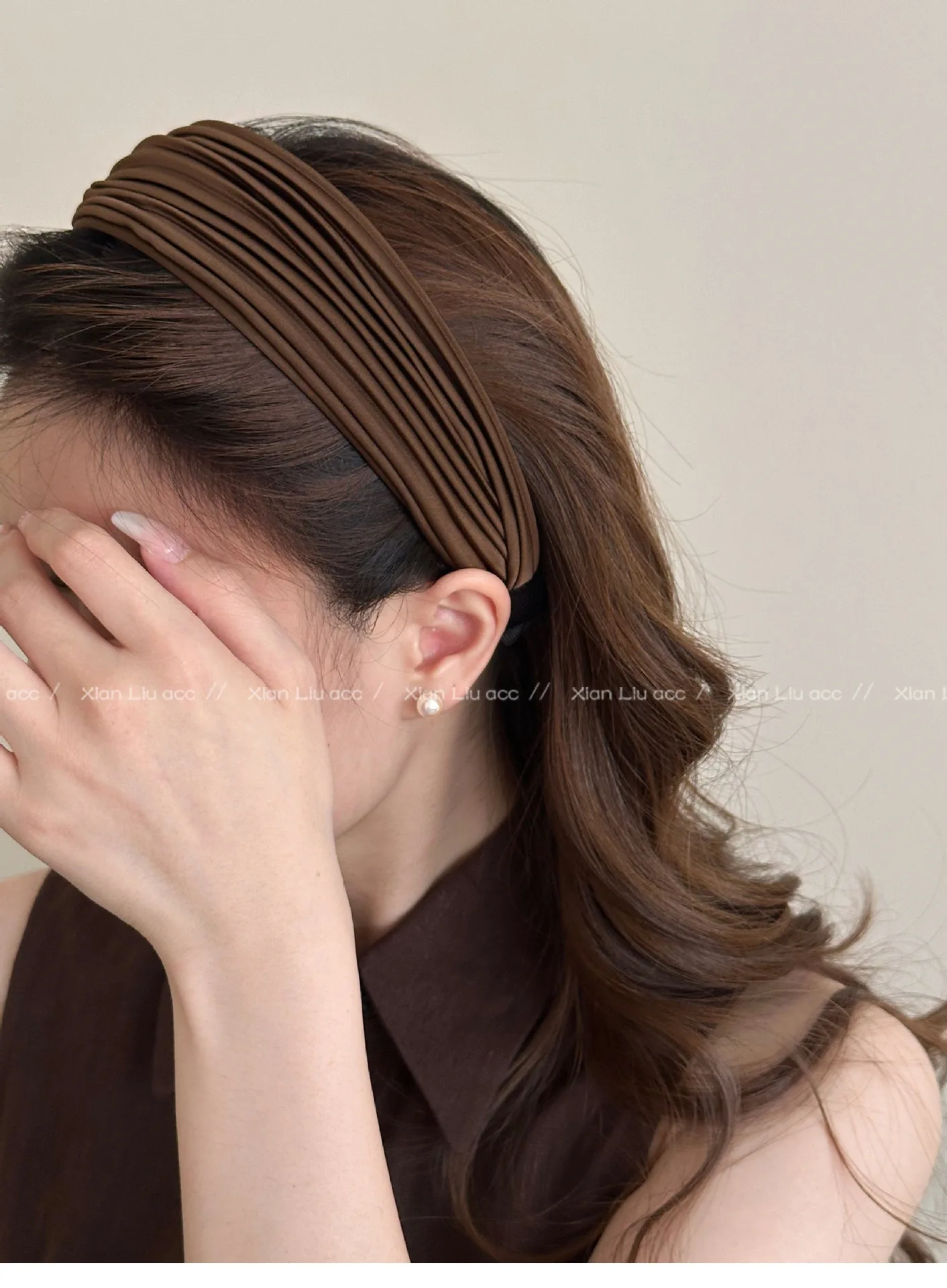 Korean Striped Wide Brim Headband Women 2025 New High Cranial Top Fashionable Hair Accessories