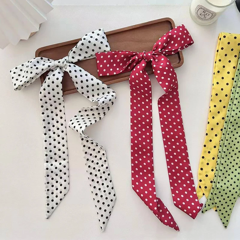 Women Satin Silk Narrow Scarf Neckerchief Print Neck Scarves Long Silk Thin Scarf Head Neck Hair Band Bag Ribbon Headbands