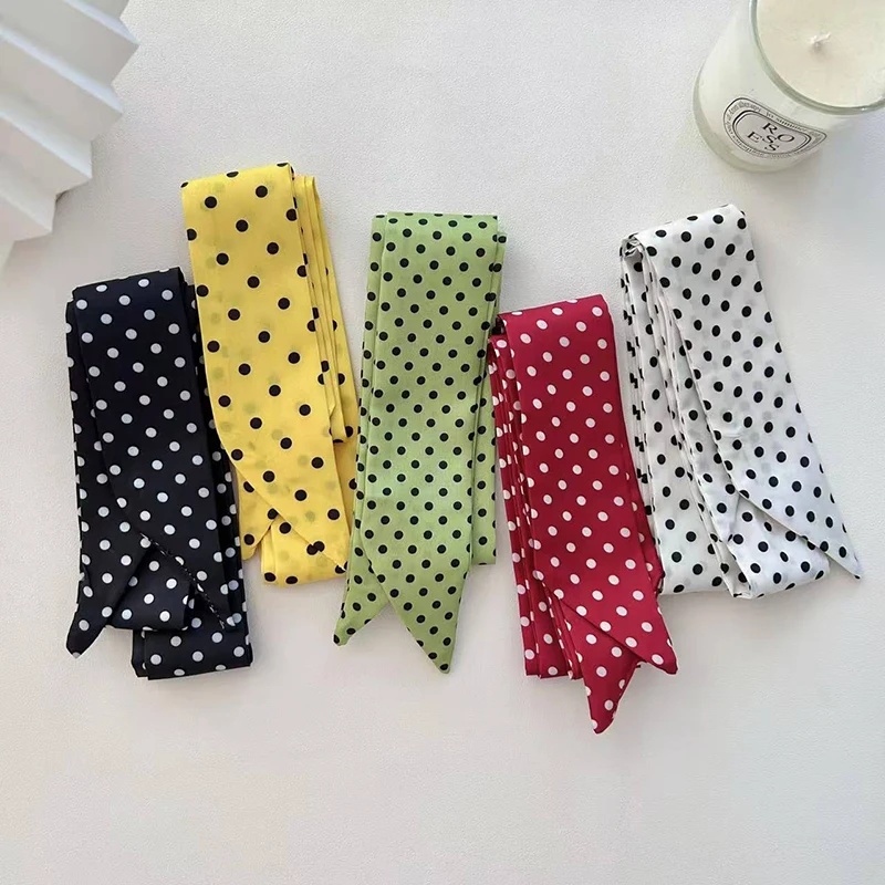 Women Satin Silk Narrow Scarf Neckerchief Print Neck Scarves Long Silk Thin Scarf Head Neck Hair Band Bag Ribbon Headbands