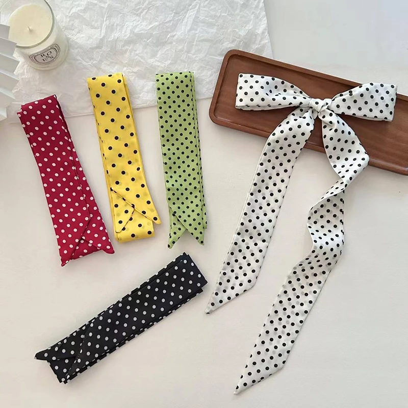 Women Satin Silk Narrow Scarf Neckerchief Print Neck Scarves Long Silk Thin Scarf Head Neck Hair Band Bag Ribbon Headbands