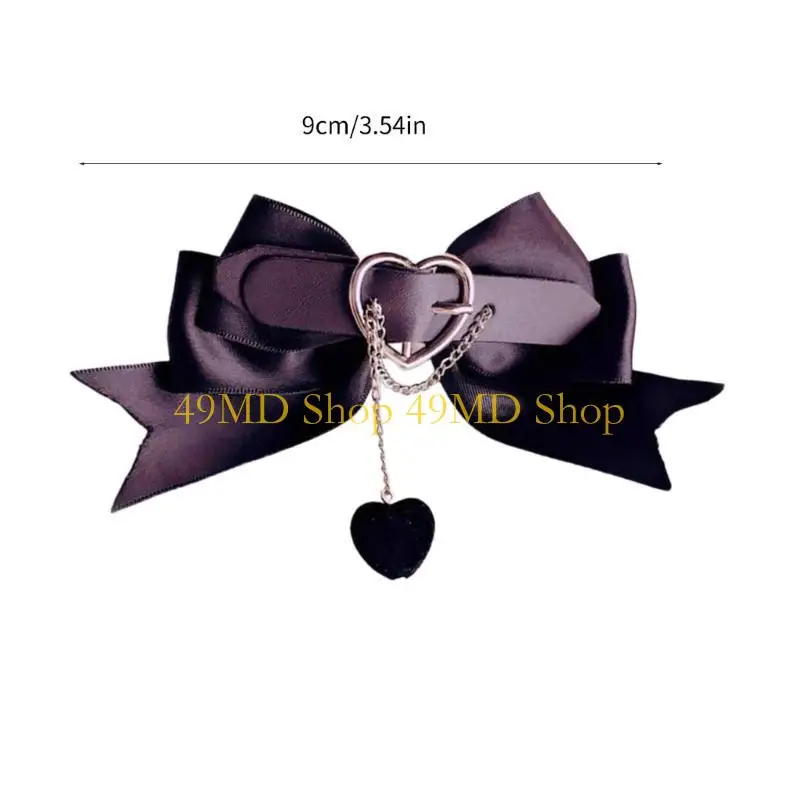 49MD 2pcs Harajuku Bowknot&Heart Hairpin Halloween Girls Ponytail Bangs Hair Clip