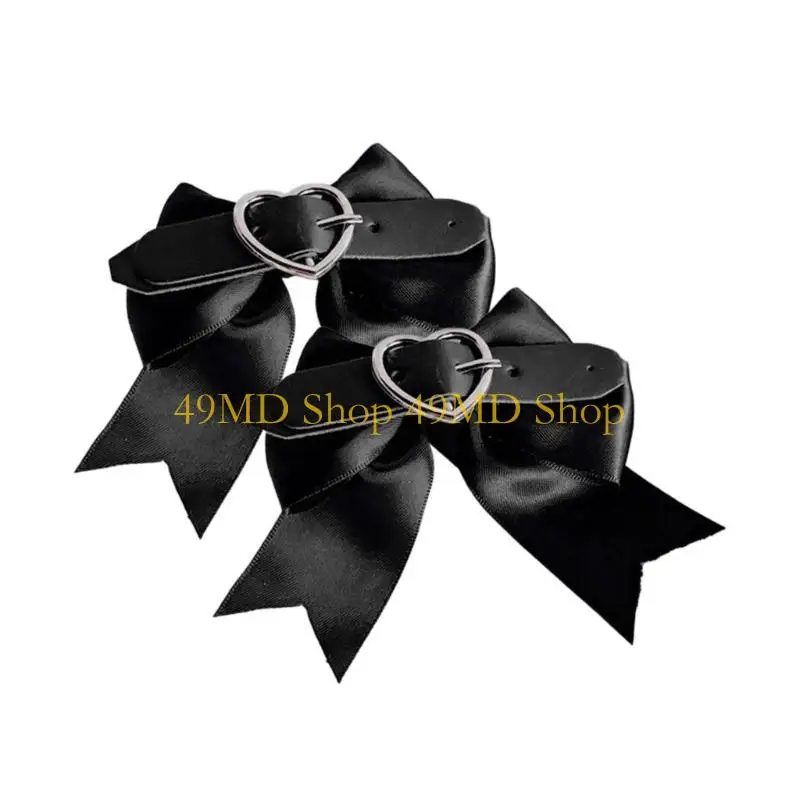 49MD 2pcs Harajuku Bowknot&Heart Hairpin Halloween Girls Ponytail Bangs Hair Clip