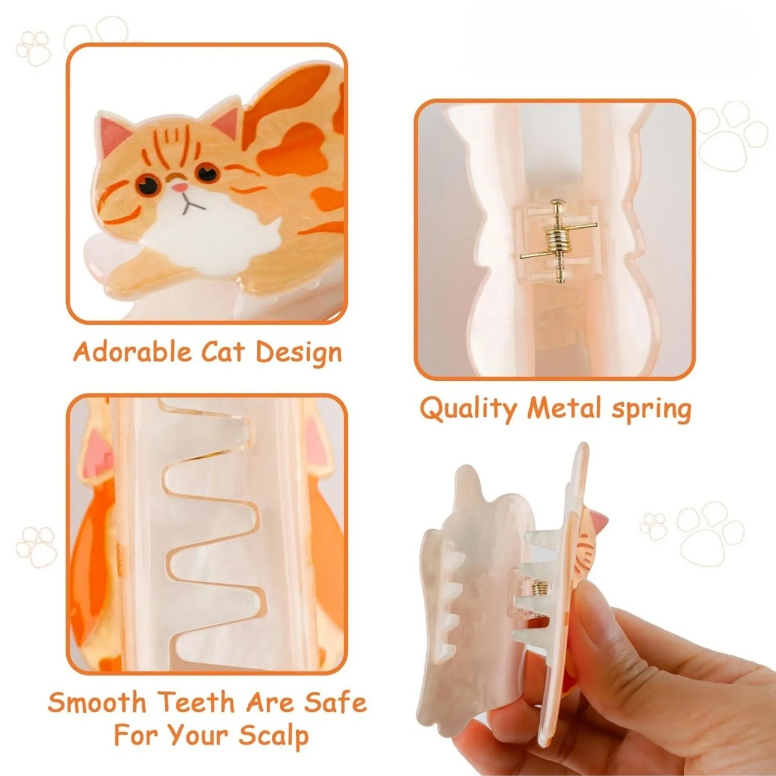 1PC Animal Claw Clip, Cute Kitten and Puppy Medium-sized Shark Clip, Medium-sized Hair Clip Hair Accessory for the Back of