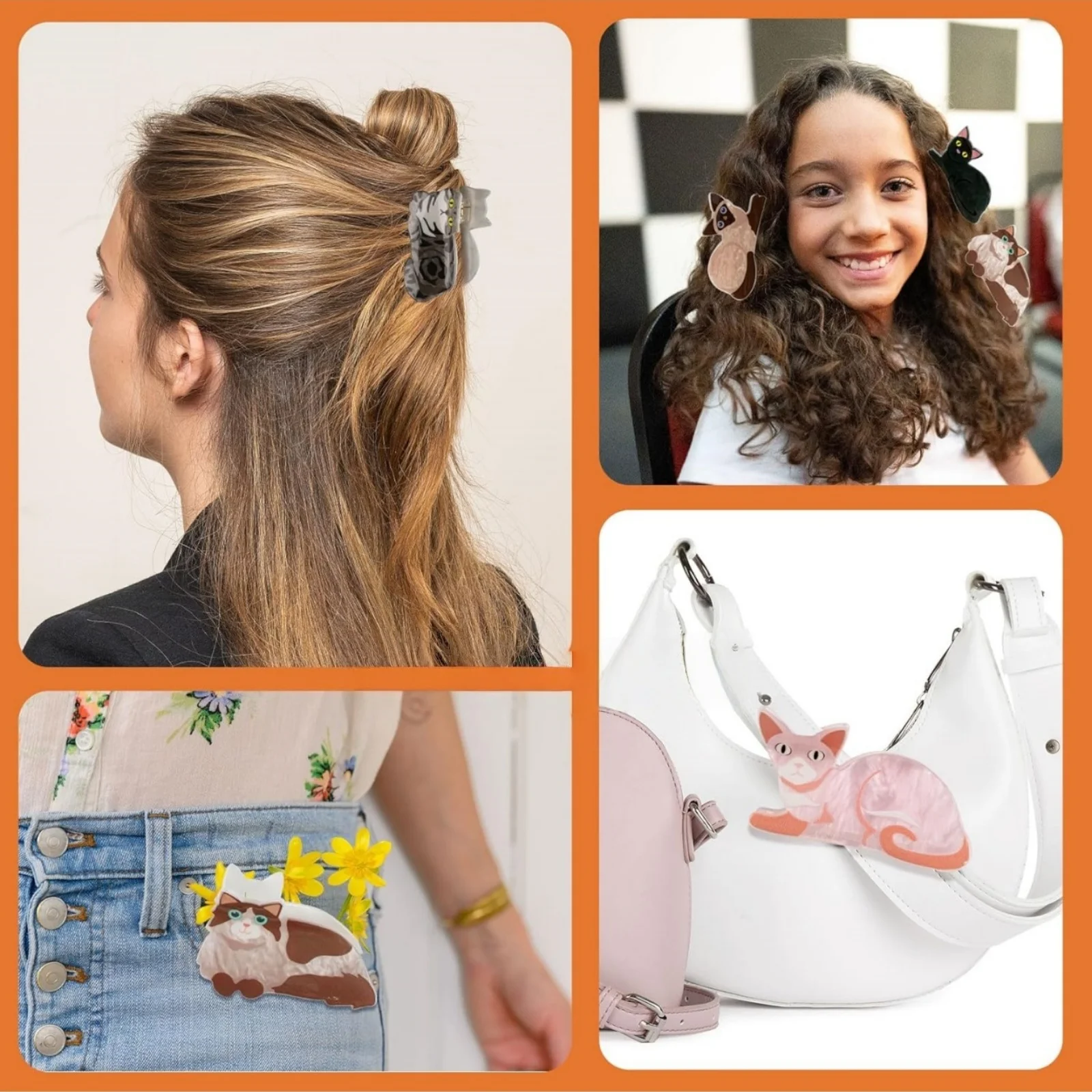 1PC Animal Claw Clip, Cute Kitten and Puppy Medium-sized Shark Clip, Medium-sized Hair Clip Hair Accessory for the Back of
