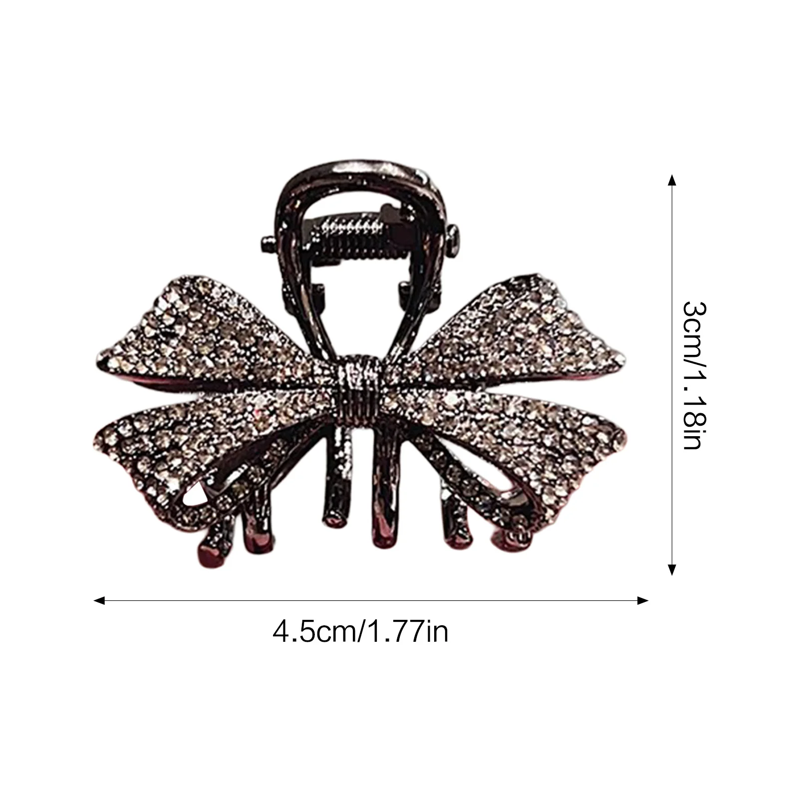 Black Bowknot Hair Claw Clip Sparkly Rhinestone Mini Simple Hairpin for Women Girls Elegant Snap Clip for Bangs Hair Holder