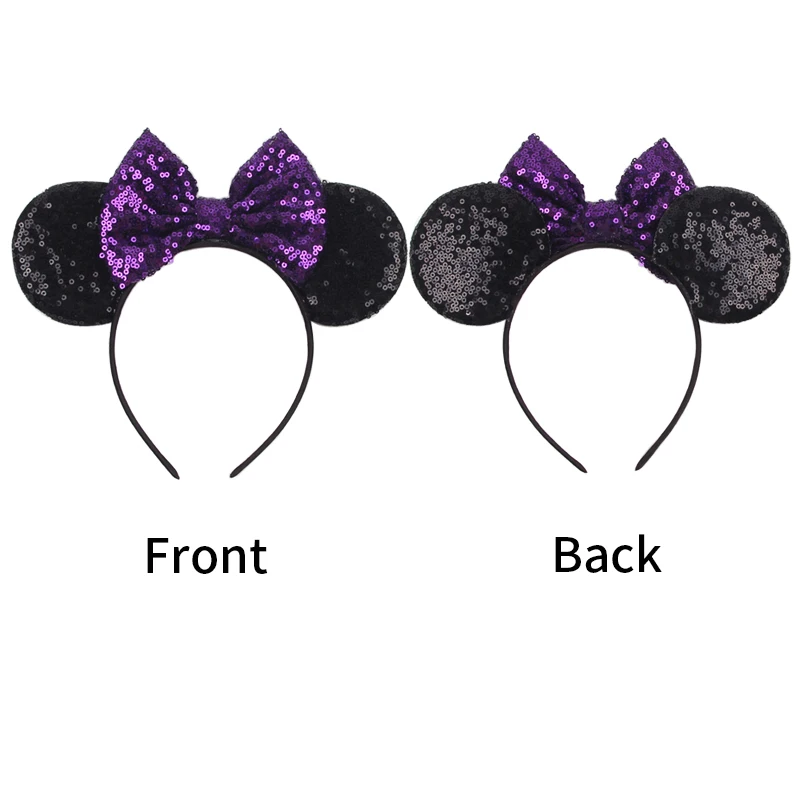 2026 Classical Mouse Ears Headband Embroidery 5" Sequins Dot Bow Hairband For Girls Featival Party DIY Hair Accessories