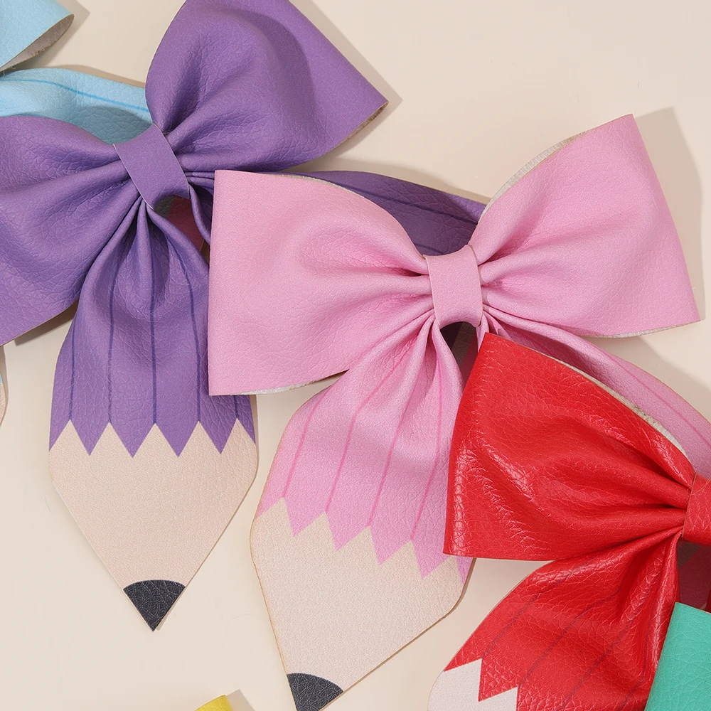 2Pcs Pencil Bow Hair Clips Cute Hairpins Kawaii Back To School Barrette For Girls Children Kids Headdress Headwear Accessories