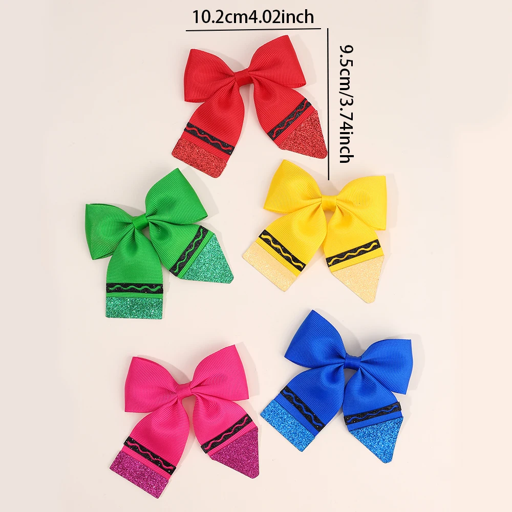2Pcs Pencil Bow Hair Clips Cute Hairpins Kawaii Back To School Barrette For Girls Children Kids Headdress Headwear Accessories